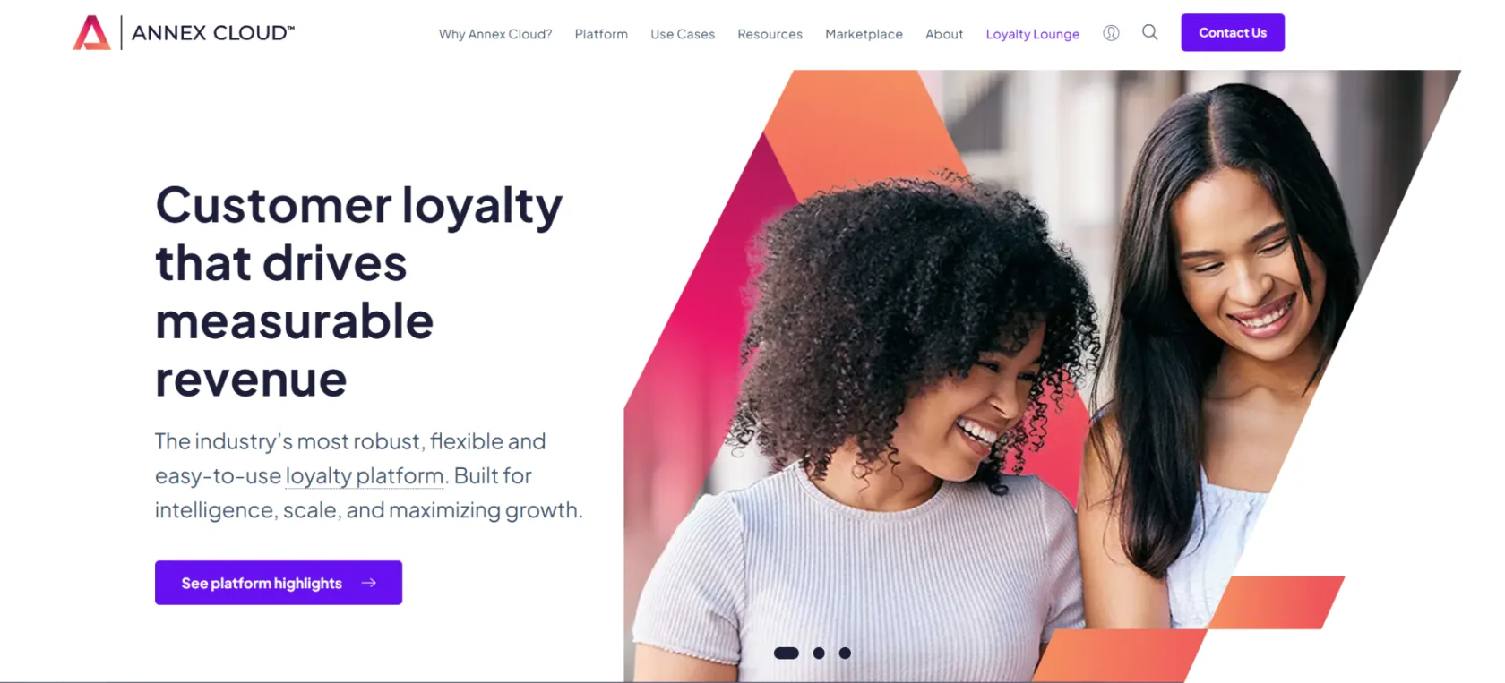 Annex Cloud homepage: Customer loyalty that drives measurable revenue