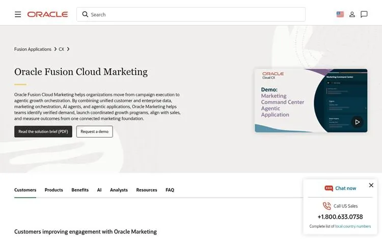 Oracle Fusion Cloud Marketing page