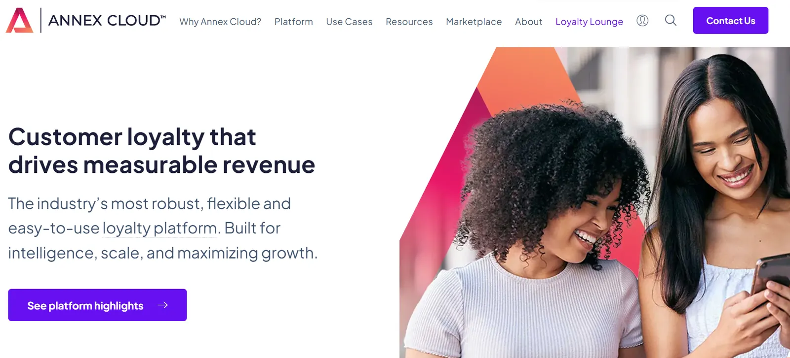 Annex Cloud homepage: customer loyalty that drives measurable revenue