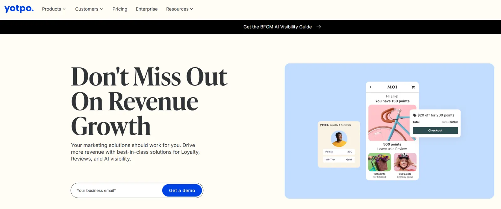 Yotpo homepage: Don't miss out on revenue growth
