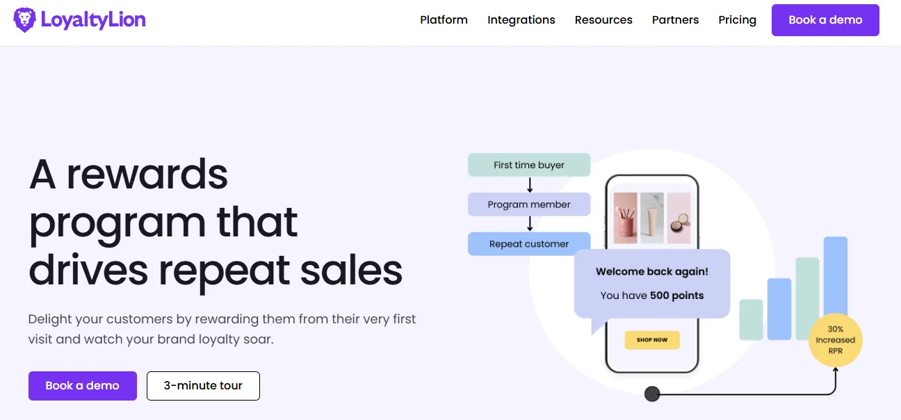 LoyaltyLion homepage: A rewards program that drives repeat sales